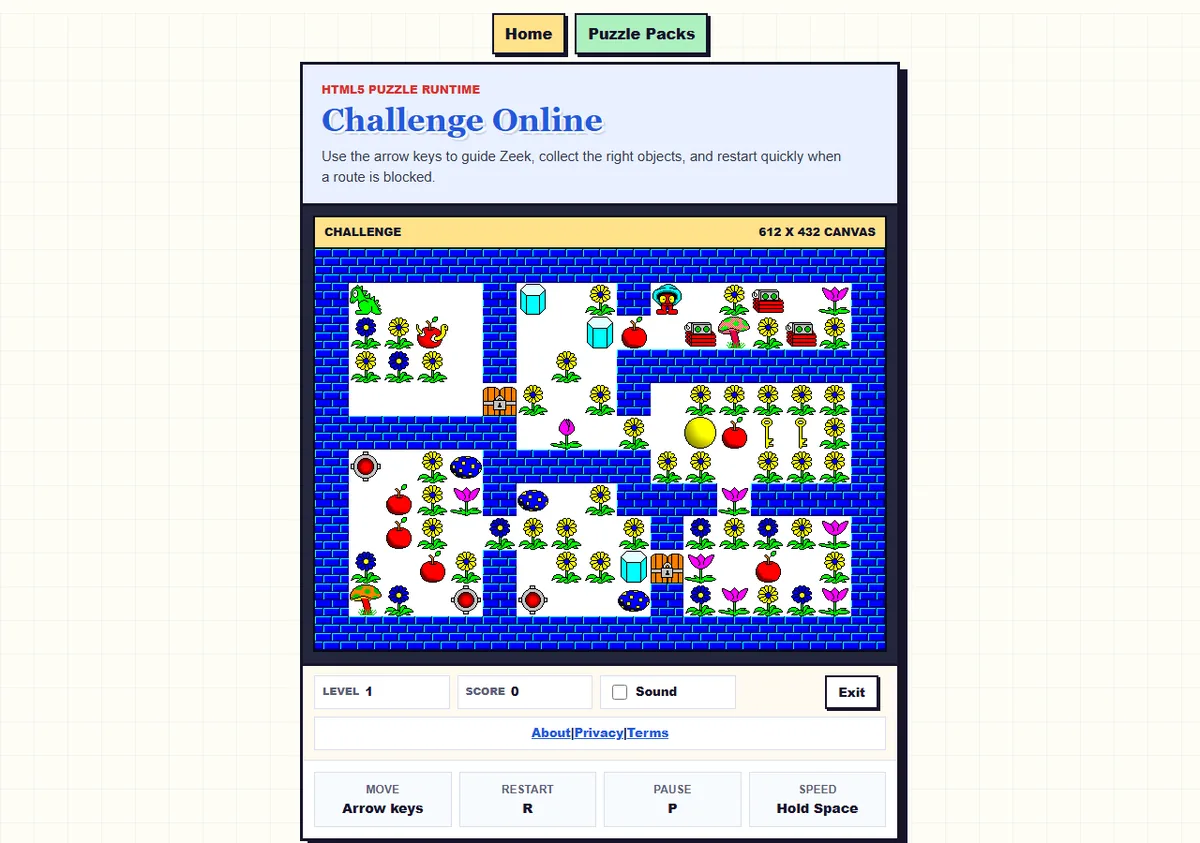 Schermata Challenge con un puzzle più denso